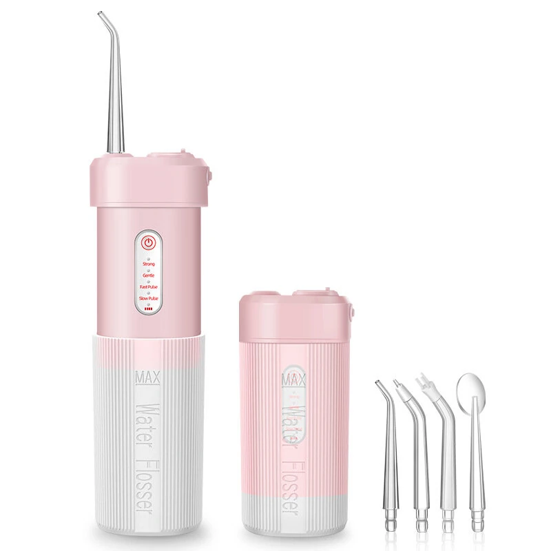 (image for) Portable Cordless Water Flosser with 4 Modes & 4 Nozzles Rechargeable IPX7 Waterproof 200ml Telescopic Water Tank Travel Oral Irrigator